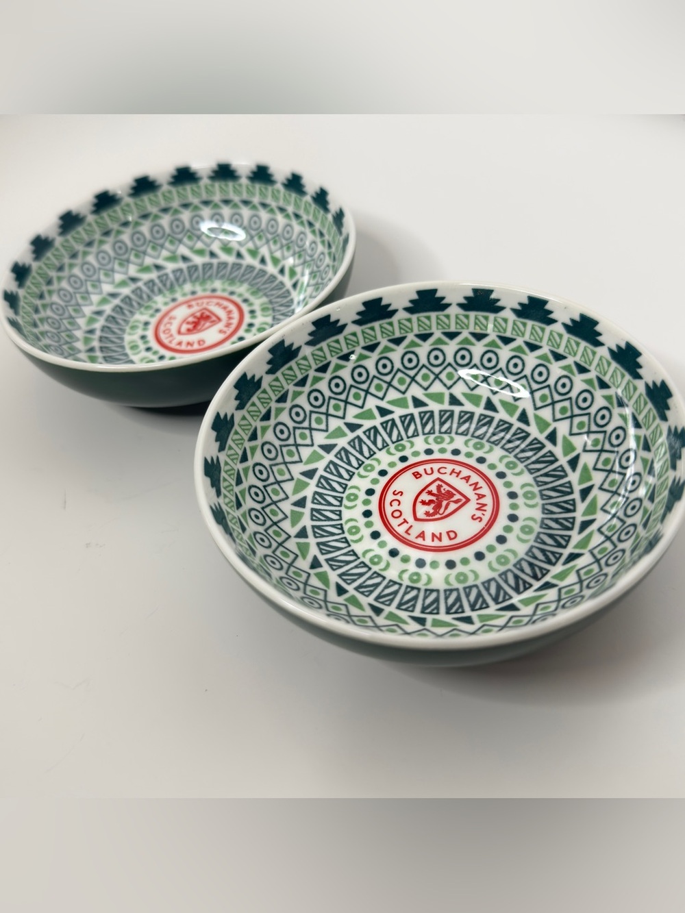 Buchanan's Scotland Decorative Green Patterned Bowls (Set of 2)